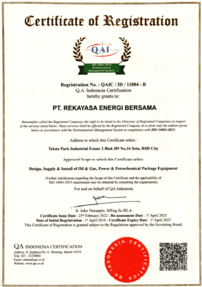 QAI Certificate – Environmental Management